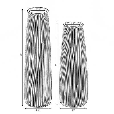 Modern Striped Polyresin Table Vase Set in Black and White