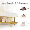 Gericco 46" Shoe Storage Bench with Cushion Entryway Bench Modern Metal Legs Shoe Rack end of Bed with Shelf - 3 of 4