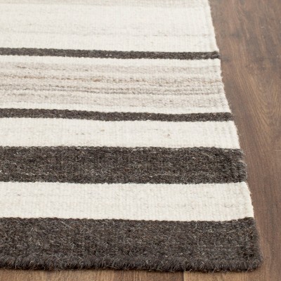Natural Gray Handwoven Wool Flat Weave Runner Rug