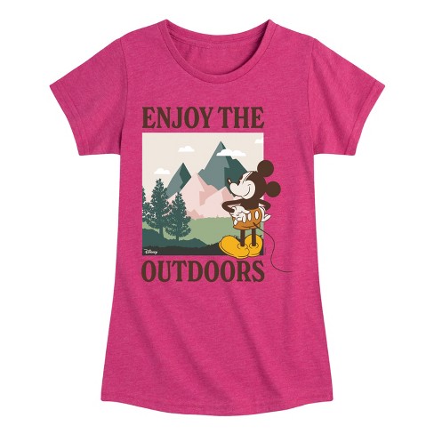 Girls' - Disney - Enjoy The Outdoors Mickey Fitted Short Sleeve Graphic T-Shirt - image 1 of 4