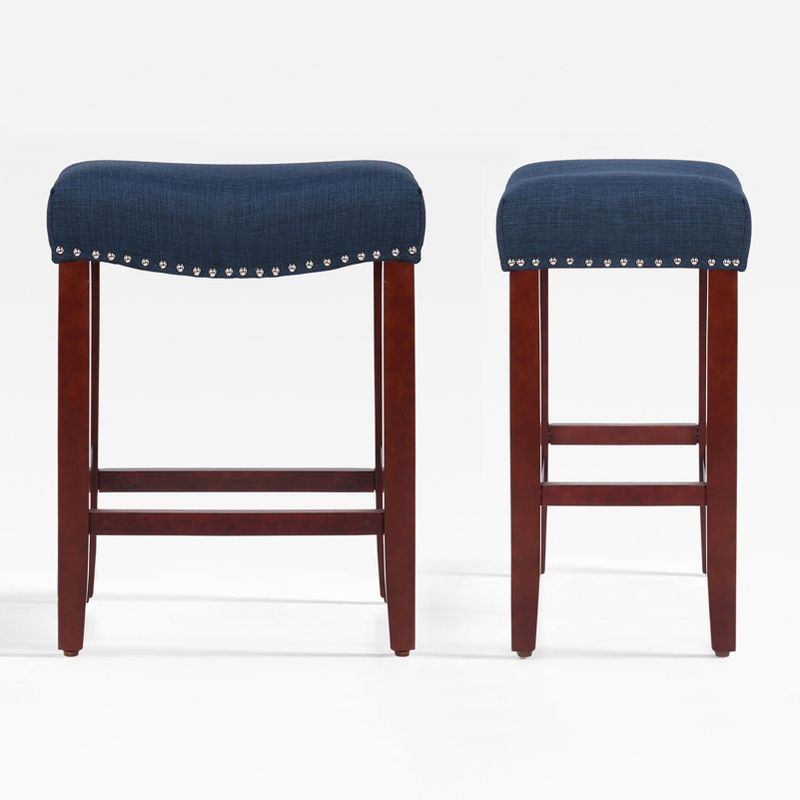 WestinTrends 24" Upholstered Saddle Seat Counter Stool (Set of 2), 1 of 4