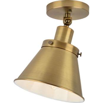 Progress Lighting Hinton 1-Light Semi-Flush Mount Ceiling Light, Vintage Brass, Metal Shade