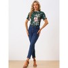 INSPIRE CHIC Women's Ruffled Short Sleeve Floral Mock Neck Summer Top - 3 of 4