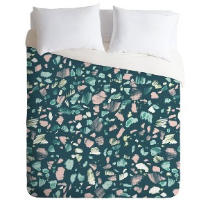 King Pattern State Terrazzo Geometric Comforter Set Green - Deny Designs
