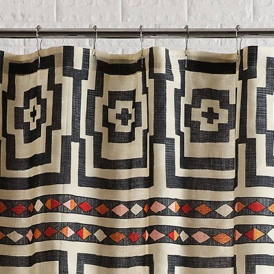 Hypnotic Multicolor Geometric Fabric Shower Curtain with Liner