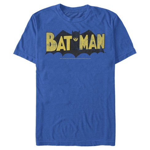 Men's Batman Logo Vintage T-Shirt - Royal Blue - Small