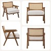 Mid Century Modern Accent Chair, Comfy Living Room Chairs with Sturdy Wood Legs, Rattan Backrest & Beige Thick Linen Cushion Armchair - 4 of 4