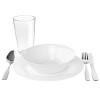 Gibson Ultra Angel Silk 24 Piece Opal Glass Dinnerware and Flatware Combo Set in White - image 2 of 4