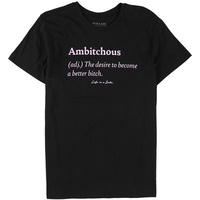 Elevenparis Womens Ambitchous Graphic T-Shirt, Black, Large