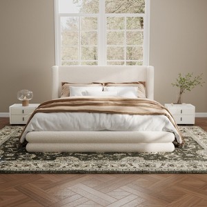 Christopher Knight Home Brock Upholstered Bed  With Boucle Thick Wingback Headboard - 1 of 4