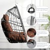 Vynxaria Outdoor garden rattan egg swing chair hanging chair PE hanging chair  brown - 2 of 4