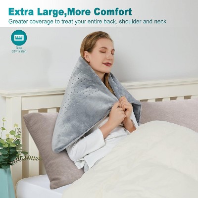 TackView Wireless Heated Comforter for Period Cramps, 4 Heat Settings , Machine Washable,UL Certified,33*17in,gray