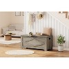 39.4"Storage Chest, Wooden Storage Bench, Modern Style Lift-Top Shoes Bench with Safety Hinge for Entryway, Bedroom, Living Room, Supports 300 Lb - 2 of 4