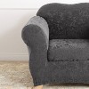 2pc Stretch Jacquard Damask Chair Slipcovers Gray - Sure Fit: Polyester & Spandex, Machine Washable, Indoor Use - 2 of 4