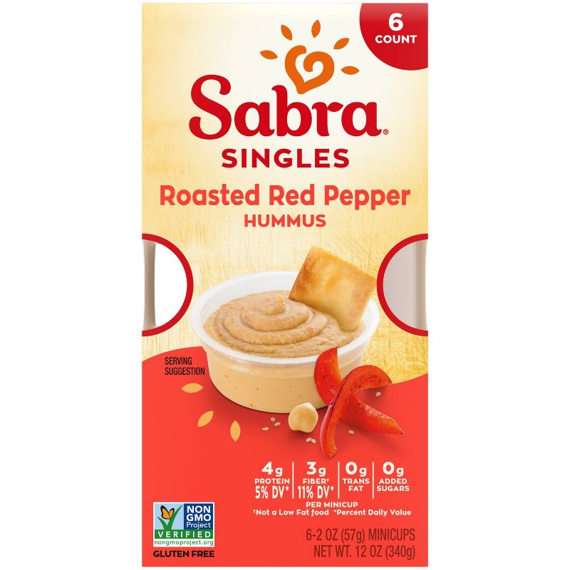 Sabra Roasted Red Pepper Hummus Singles - 12oz/6pk, 1 of 8
