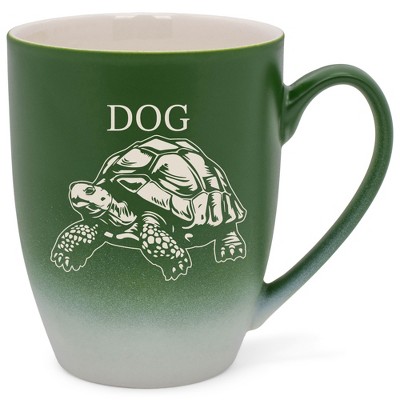 100 North Souls Like 10 Ounce Green and White Two Toned Ombre, Comfortably Fits Your Hands, Ceramic Tea Coffee Cup Mug, Dog