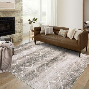 Modern Washable Rugs for Living Room Bedroom Abstract Geometric Area Rug - 1 of 4