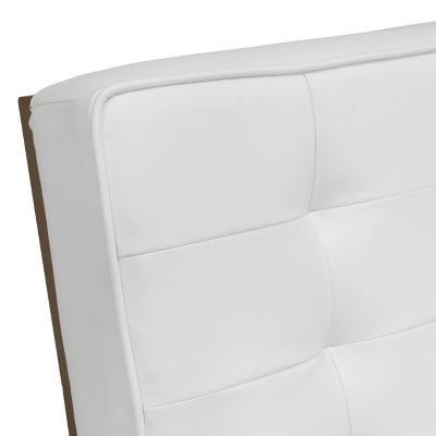 Mid-Century Modern White Leather Slipper Chair with Bronze Metal Frame