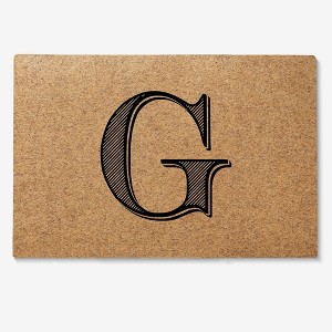 Personalization Mall Noir Initial 18x27 Synthetic Coir Doormat - 1 of 1