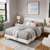 Gulches Queen Size Platform Bed Frame - Upholstered Headboard, Wood Slats Support White Spacious Under-Bed - 2 of 4