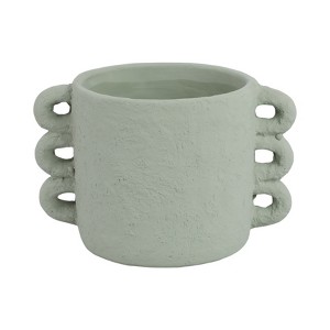 Pottery and Cement Planter with Unique Multi-Loop Handle Design Stylish Contemporary Accent - 1 of 4
