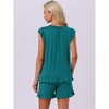 INSPIRE CHIC Women's Cute Ruffle Trim Cap Sleeve Tops and Shorts 2 Piece Pajama Sets - 4 of 4