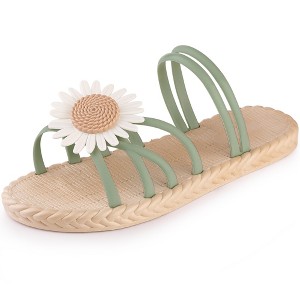 Allegra K Women's Espadrille Sunflower Decor Slip-on Strappy Beach Sandals - 1 of 4