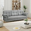 Couches for Living Room, 84 Inch Minimalist Comfy Teddy Velvet Sofa with 2 Removable Pillows, Curved Armrests, Side Pockets Included - 3 of 4