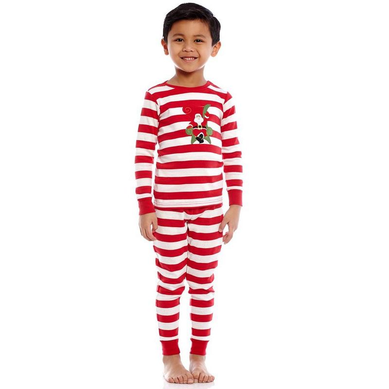 Leveret Kids Two Piece Cotton Striped Christmas Pajamas, 2 of 4