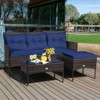 Tangkula Set of 3 3-Seat Sofa Cushioned Table Rattan Furniture Set Garden Patio - 3 of 4