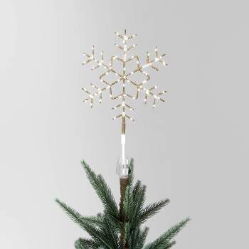 15.5" Pre-lit LED Metal Snowflake Christmas Tree Topper Champagne Gold with Warm White Lights - Wondershop™