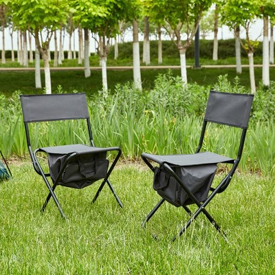Camping Chairs Set Of 2, Folding Chairs Directors Chairs 280lbs Weight Capacity For Beaches, Backyards, Barbecues, Parties, Terraces