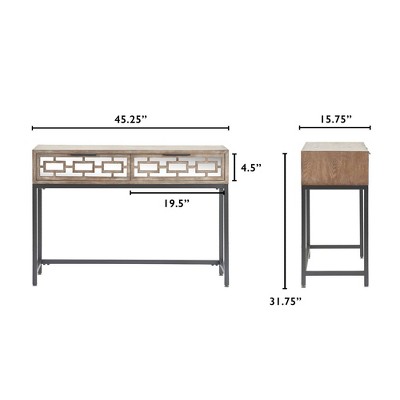 Hayworth 51'' Weathered Grey Mirrored Console Table with Drawers