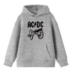 AC/DC Monochrome Logo and Cannon Youth Heather Gray Graphic Hoodie - 1 of 3