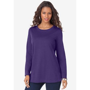 Roaman's Women's Plus Size Ultimate Long Sleeve Crewneck Tee - 1 of 4