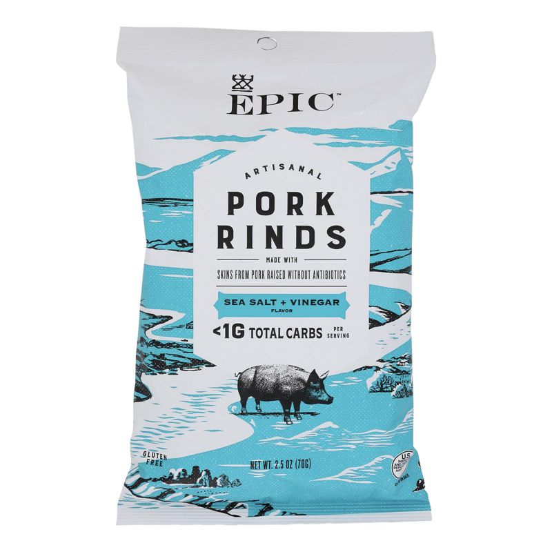 Epic Sea Salt and Vinegar Pork Rinds - Case of 12/2.5 oz, 2 of 7