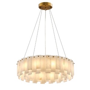 23.6-47.2" Round Alabaster Kitchen Island Gold Chandeliers - 1 of 4