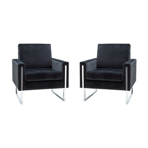 Set of 2 Idmon Contemporary Tufted Wooden Upholstered Club Chair with Metal Legs  for Bedroom and Living Room Club Chair  | ARTFUL LIVING DESIGN - 1 of 4