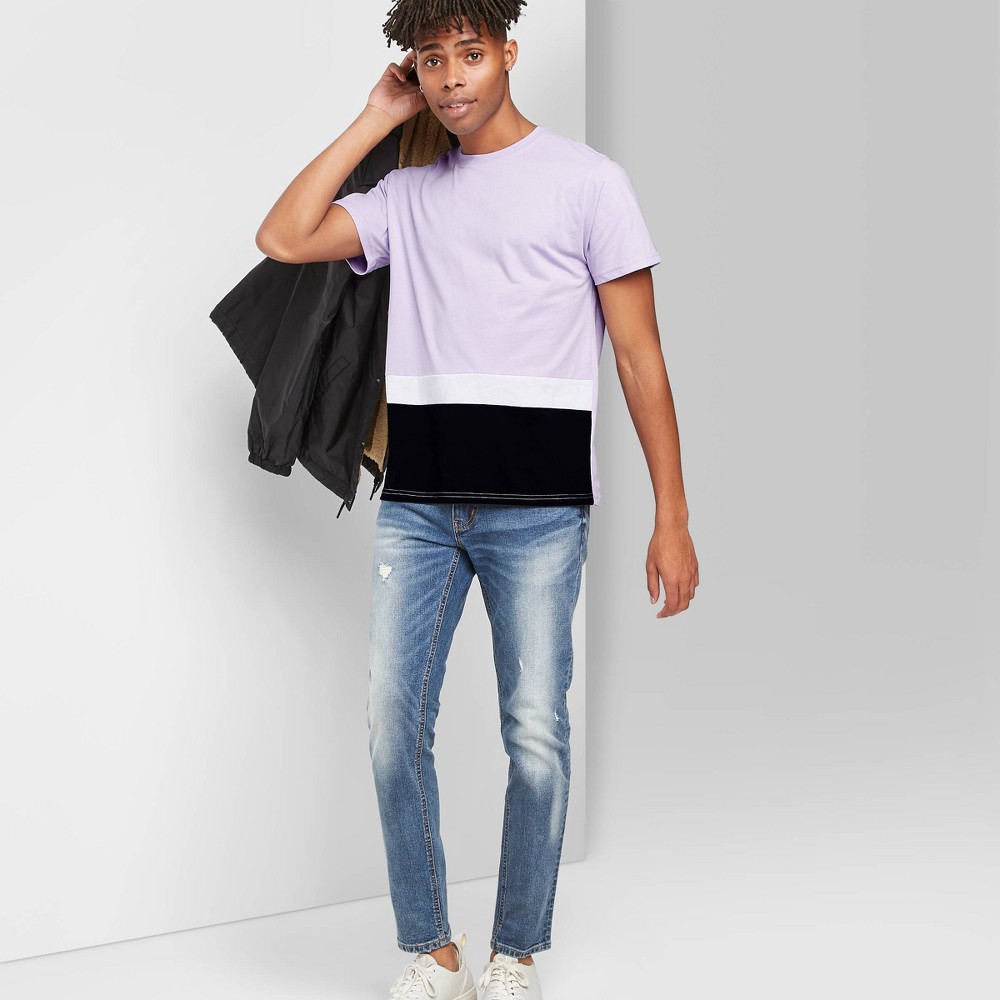 Men's Casual Fit Short Sleeve Colorblock Crew Neck T-Shirt - Original Use Soft Lilac 2XL, Men's, Soft Purple was $13.0 now $9.1 (30.0% off)