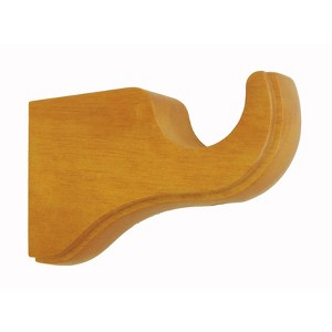 1-3/8 Wood Rod Pole Lumi Home Furnishings M&M Single Curtain Rod Bracket 2ct Heritage Oak - 1 of 4