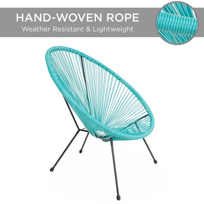 Light Blue 3-Piece Acapulco Patio Bistro Set with Rope and Glass Table