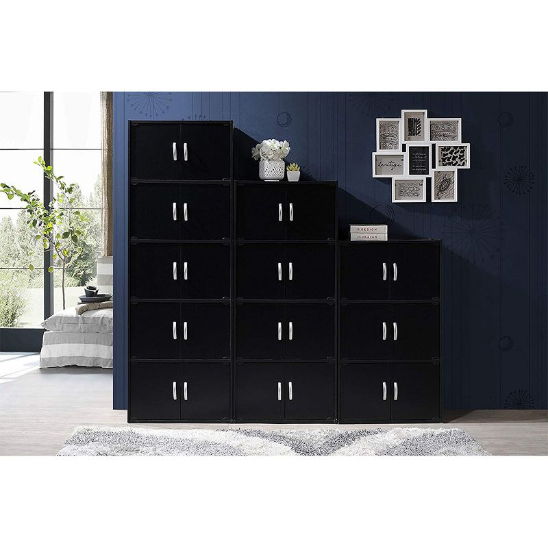 Hodedah 2142 Home Office 6-Door 3-Shelves Bookcase Enclosed Storage Cabinet, Black, 5 of 6