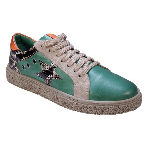 Cools 21 Charlee Snake Skin Two-Tone Star Motif Lace Up Sneakers - 1 of 4