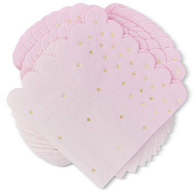 Sparkle and Bash 100 Pack Ombre Pink Disposable Paper Napkins 5 Inches Party Supplies