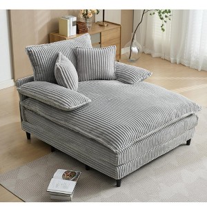 PAGED Oversized Corduroy Accent Lounge Chair Bed with Adjustable Backrest & Pillows,Upholstered Futon Couch for Living Room,Bedroom - 1 of 4