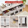 58" Large Dog Cage Furniture, Double Dog Cage Furniture with 2 Drawers and Removable Dividers, Heavy Duty Wooden Dog Cage Table, Suitable for 2 Dogs - 3 of 4