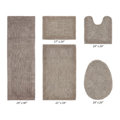 Edge Bath Rug 100% Premium Cotton Ultra-Soft Water Absorbent Tufted Solid Reversible 5 Piece Bathroom Rug Set for Machine Washable Bathmat
