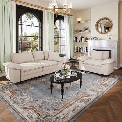 Captiva Designs 2-Piece Cloud Modular Sectional Sofa, 3-Seater Loveseat Couch for Living Room