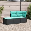 vidaXL 3 Piece Patio Sofa Set with Cushions Black and Blue Poly Rattan - 2 of 4