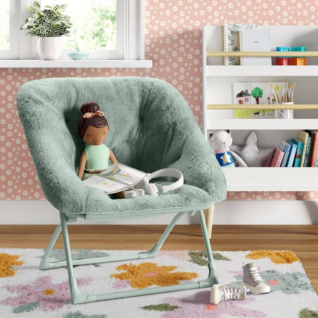 Folding Dish Kids' Chair Dark Green - Pillowfort™: Armless